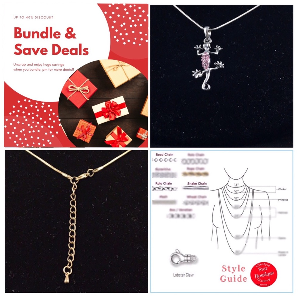 Gecko in Love “stuck on you” pendant & necklace